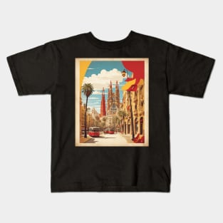 Cathedral of the Holy Cross and Saint Eulalia Barcelona Spain Travel Tourism Retro Vintage Kids T-Shirt